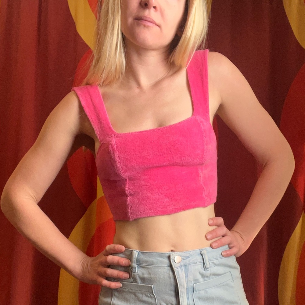 Pink Terry Cloth Crop Top